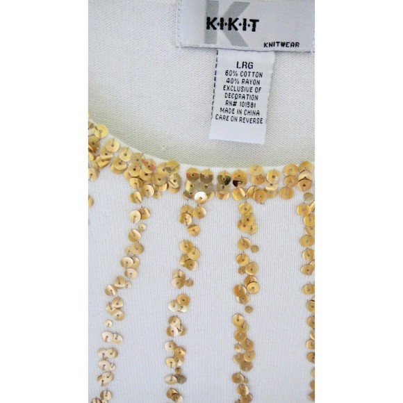 KIKIT SEQUIN SWEATER, IVORY, SIZE L - Picture 3 of 9